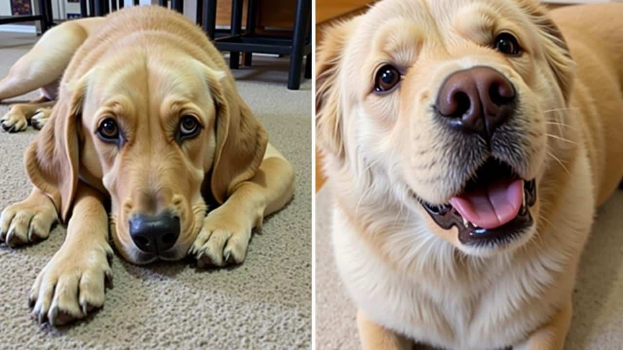 google gemini 16 photos of dogs with puppy souls who have no idea how big they are